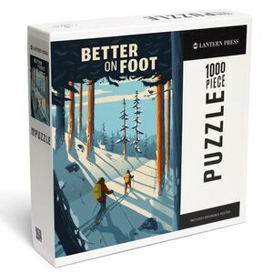 Snowshoeing Snowy Winter Scene Jigsaw Puzzle